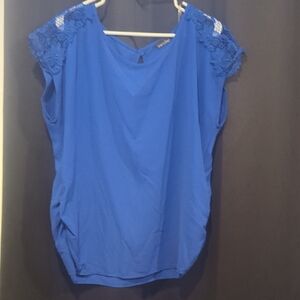 Zenobia Royal Blue Lace Shoulder Top